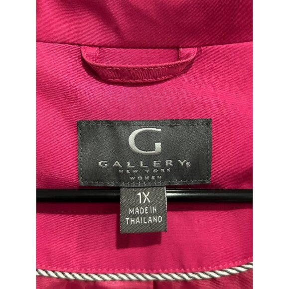 Gallery New York Fuchsia Short Trench Coat Nylon Blend Size 1X - Picture 6 of 7